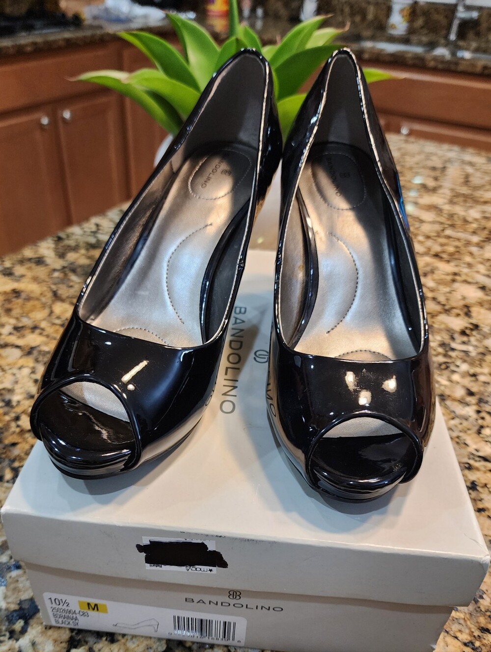 Bandolino Black Patent Peep-Toe Heels